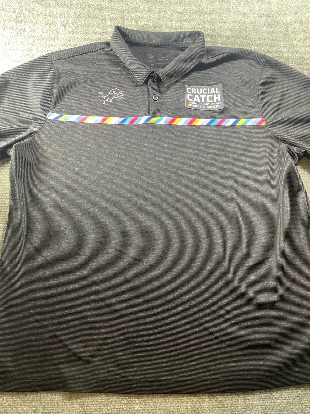 Nike Detroit Lions Crucial Catch Intercept Cancer Black Men's Polo